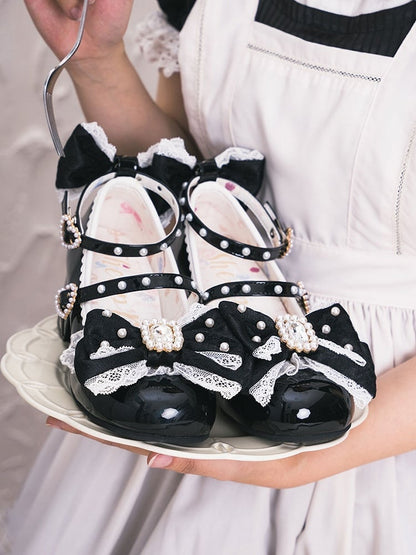 Black Polished Bowknot Rhinestone Decorated Detachable And Beaded