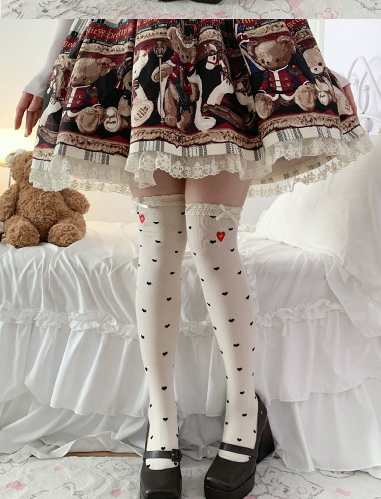 スイートハート柄 スイートロリータ カーフソックス