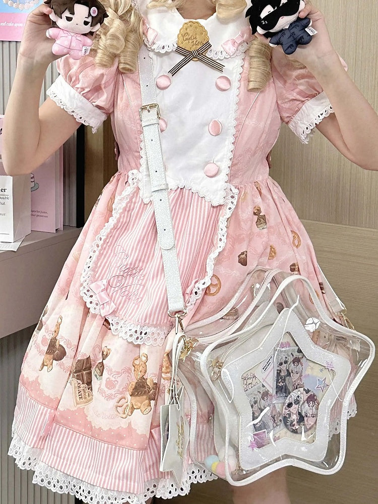 星型痛バッグ付きバッジチャーム ホワイトセット PU 取り外し可能