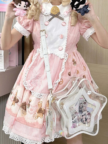 星型痛バッグ付きバッジチャーム ホワイトセット PU 取り外し可能