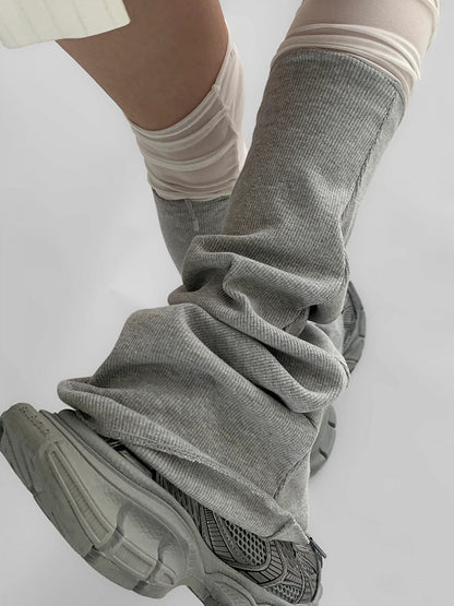 Flared Mesh-Paneled Leg Warmers