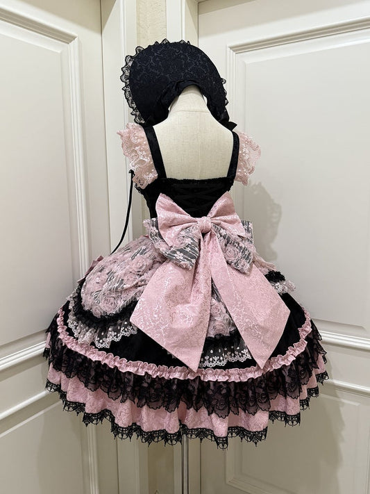 Big Train Lolita Red Black Pink/Black Bow