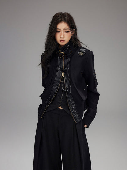 Jacket Closure Black Zip Toggle - Mock Neck Vintage
