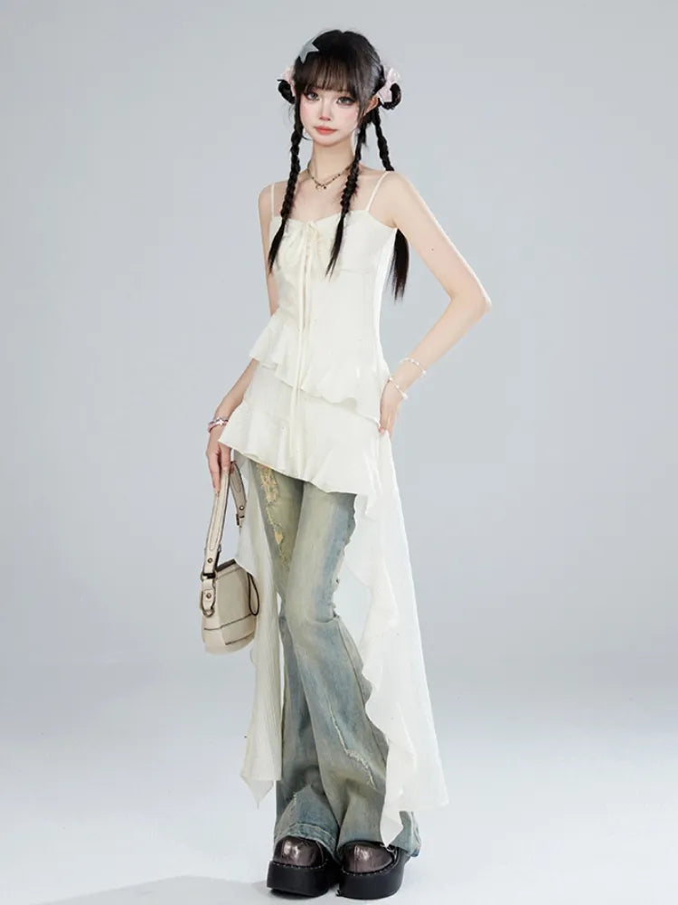 Rock Apricot Kleid Urlaub Sommer High-low