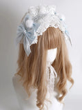 Lace Blue White Soft Style) Sweet Hairband (Elegant Bow