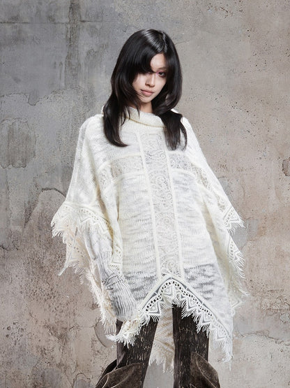 Cape Off-white Punk Asymmetrical with Vintage Cross Pattern