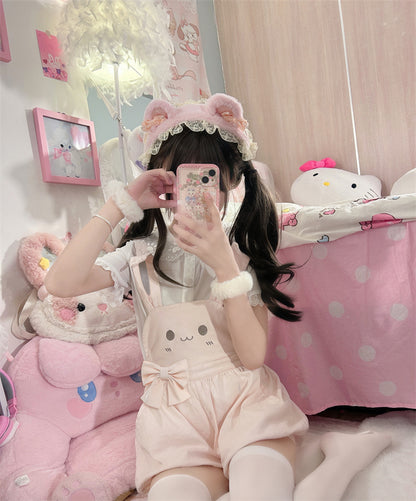 Pink Shorts Bunny/Brown Bear Overalls Bubble