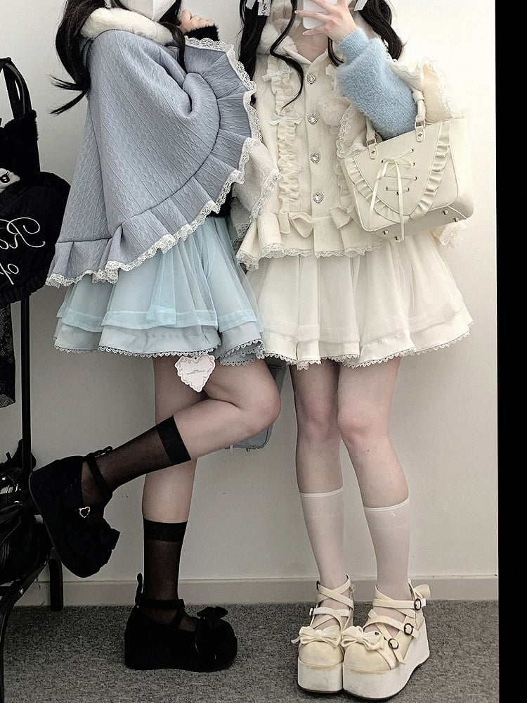 Jirai Kei – Rosa Tüllrock mit selbstbindenden Trägern und hoher Taille