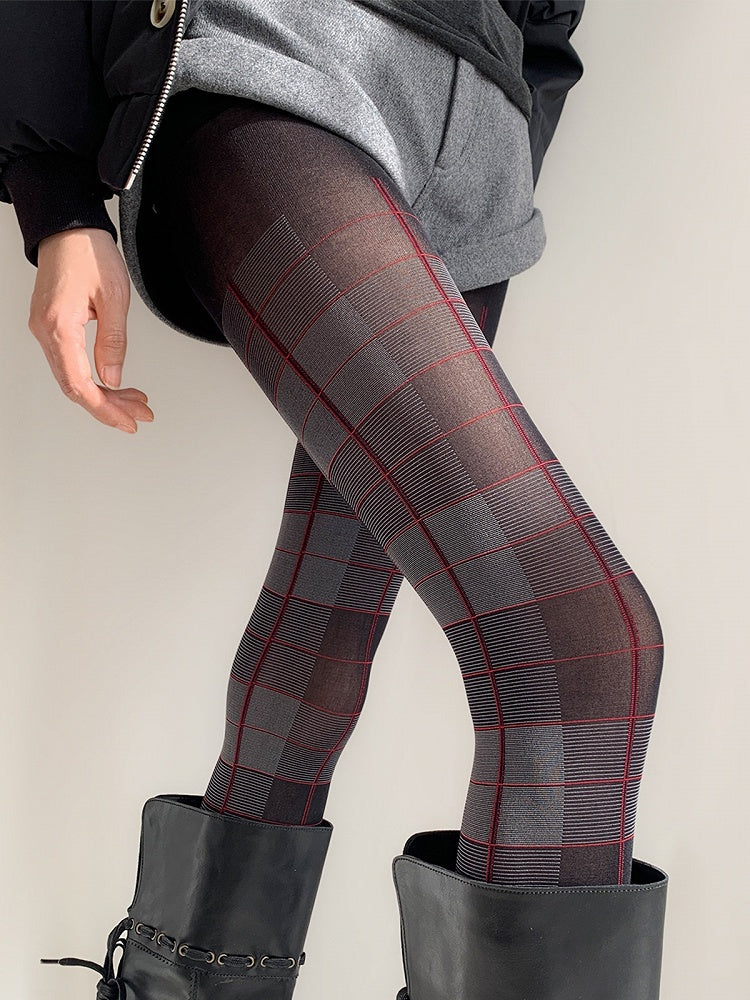 Black-Grey Red Tights Grid