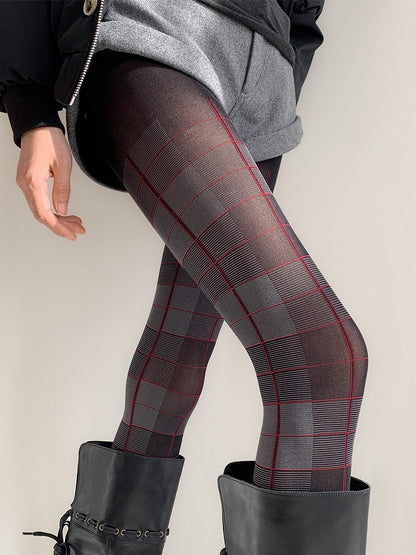 Black-Grey Red Tights Grid