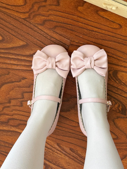 Pink with Design Sweet Lolita Heels Edge Round Toe Low Scalloped
