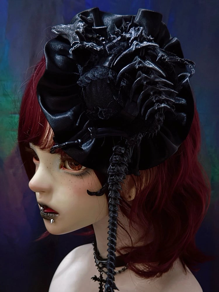 Gothic Bone Satin Mini Style Dragon Top Hat Skeleton Dark Clip