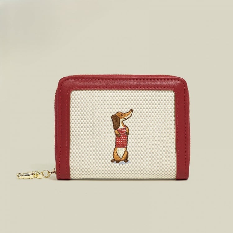 Embroidery Design Cute 4 with Purse Colors Coin Dog