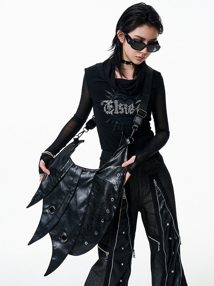 Black Punk Armor Large PU Crossbody Bag - Antiphase