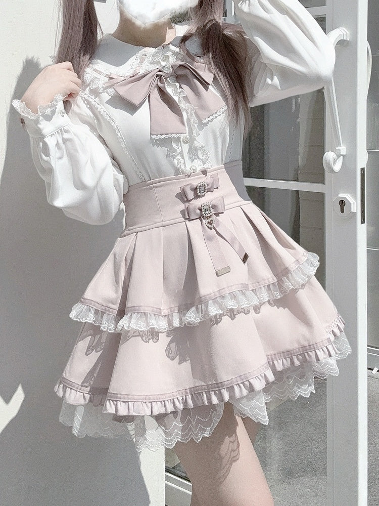 Bunny-Ear with Collar Back Blouse White Jirai Kei