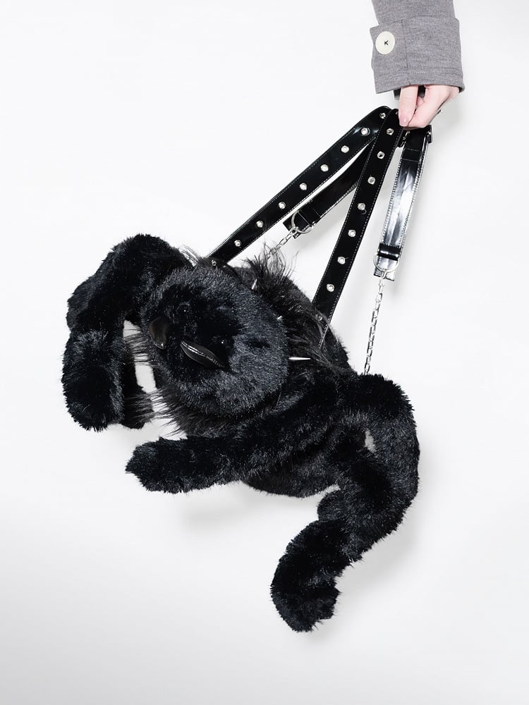 Y2K Rucksack Fleece Spider Schwarz Punk