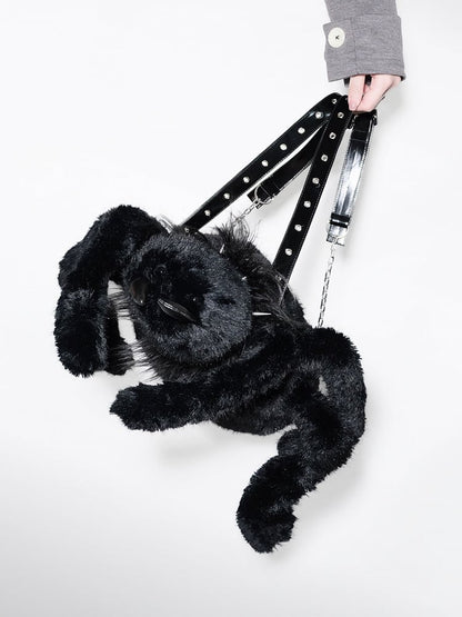 Y2K Rucksack Fleece Spider Schwarz Punk