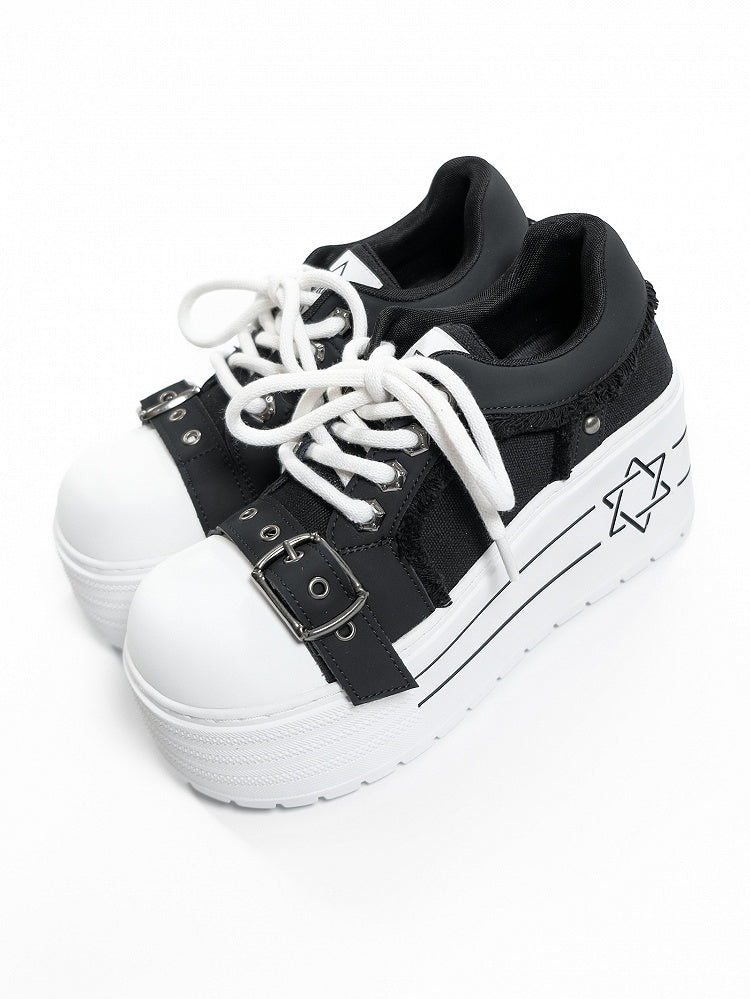 Platform - Sneakers Punk Pattern Black Hexagram