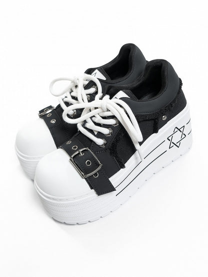 Platform - Sneakers Punk Pattern Black Hexagram