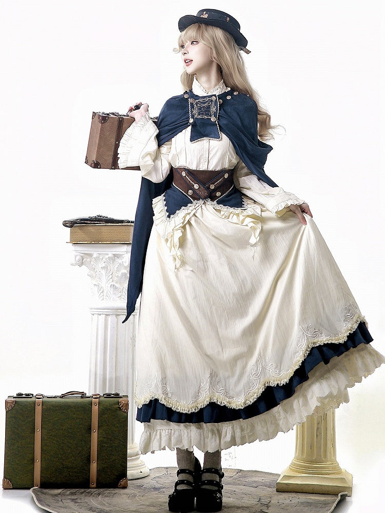 Classic Lolita Four-Piece Set with Ruffles and Embroidery - Xiong Dou Jiang