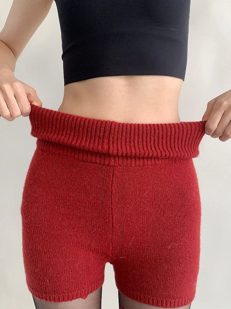 Colors) (3 Shorts Knit Waist Fold-Over