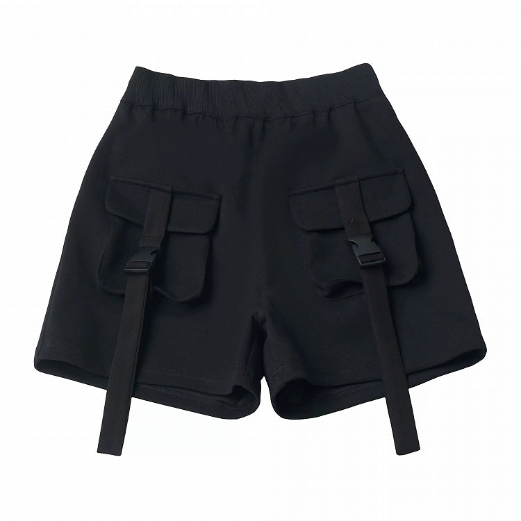 Black 3D Cargo Utility Pocket Shorts - PINK SAVIOR