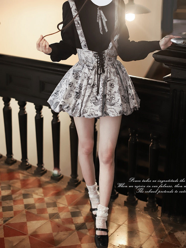 Sleeves Blouse with Pleating Details Black Bishop