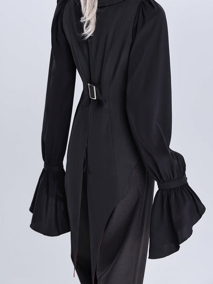Black and Red Vampire Waistcoat with Bat Wing Tail and Curved Hem - DevilInspired Exclusive Collection