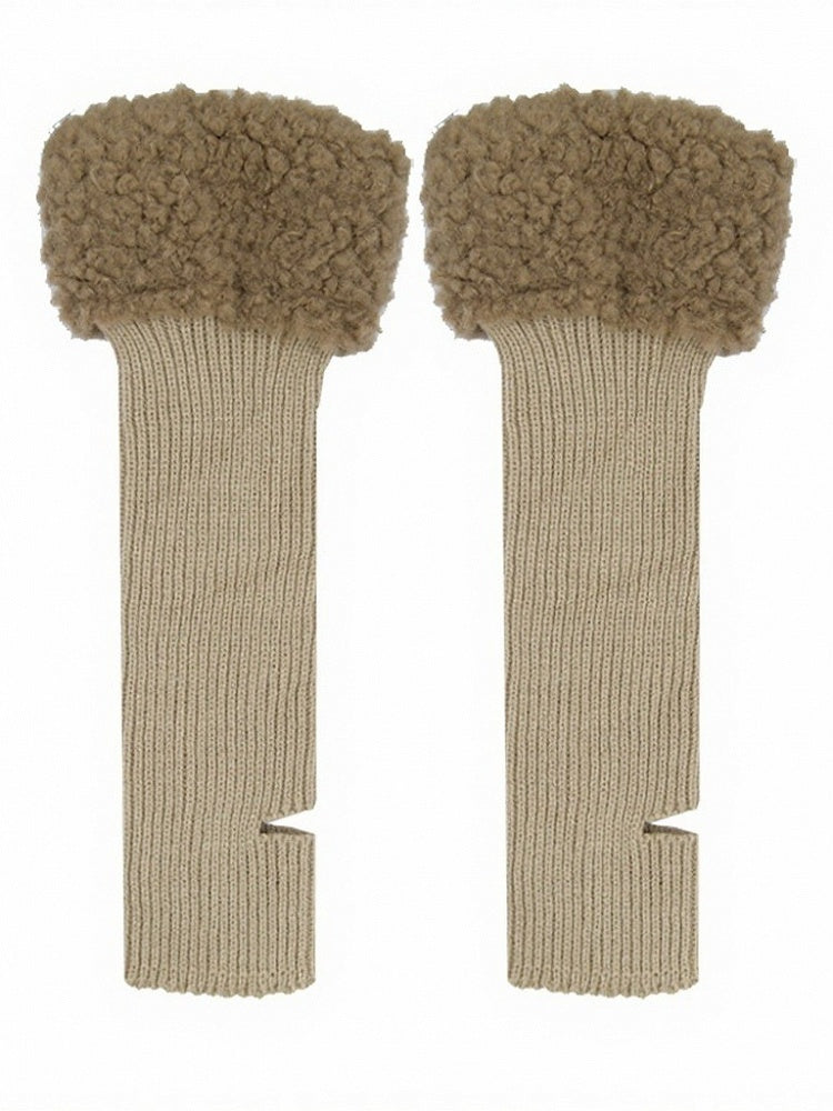 Multi-Color Knitted Leg Warmers with Plush Trim - ModaSwings