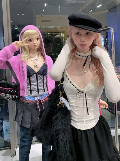 Black Ruffle with Tiered Trim - Length Skirt Knee