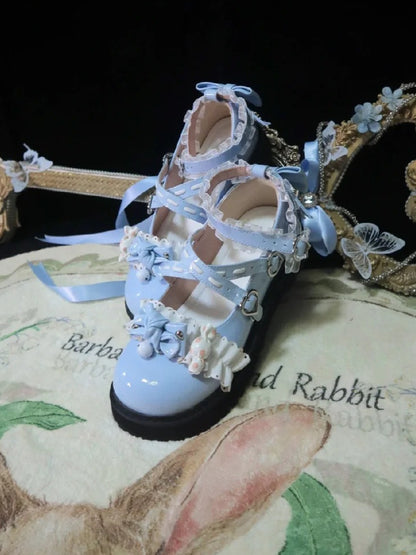 Light Lolita Bow with Accents Mary Sweet Trim Blue Janes - Ruffle