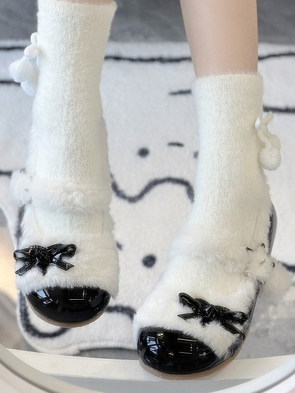 Star Flat Bow Sweet Accents Black with Shoes Lolita Snap