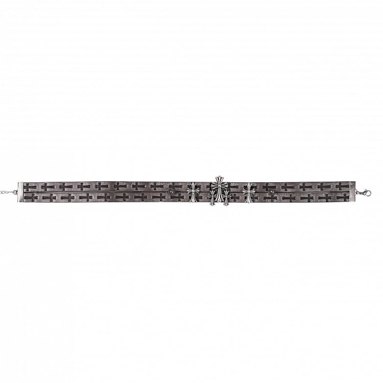 Light Brown Dark Gothic Cross PU Choker