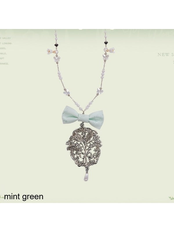 Classic Bow Pendant Necklace in Four Colors - Mademoiselle Pearl