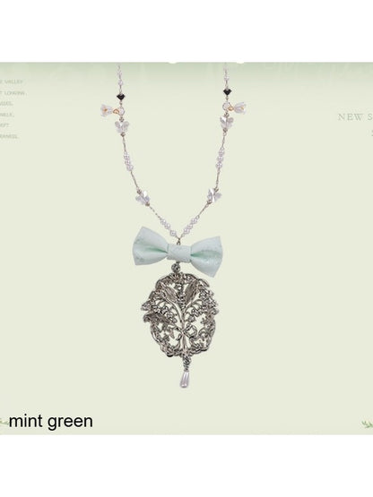 Classic Bow Pendant Necklace in Four Colors - Mademoiselle Pearl