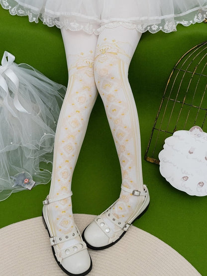 プリントタイツ 花柄＆レッド/ピンク/ブルー/ブラック/イエロー 蝶結び