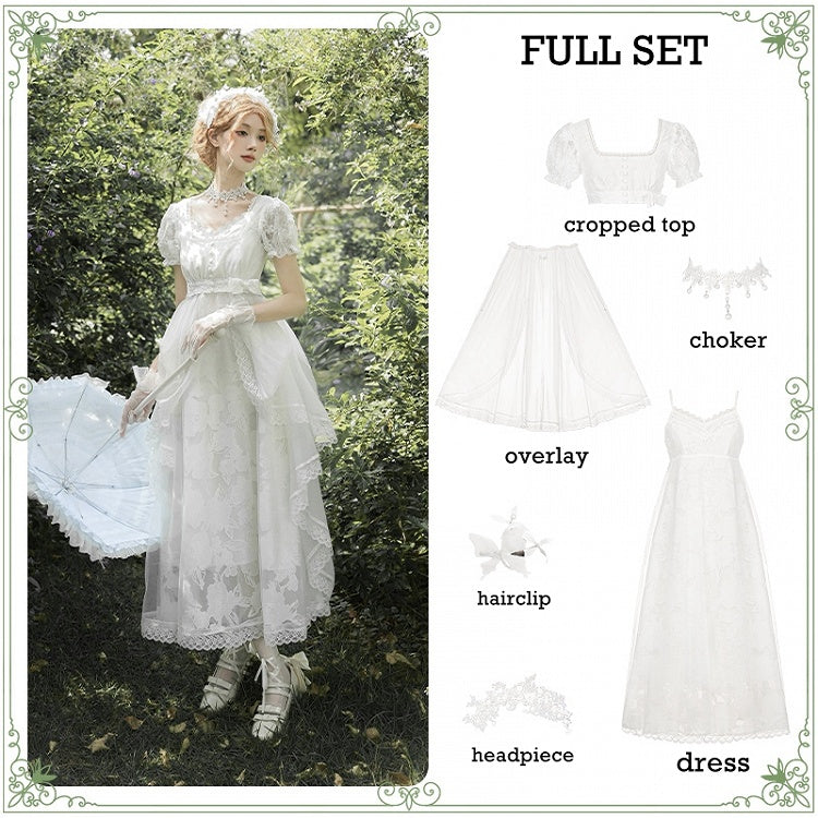 Long Slip Style Dress Headpieces Top Full - Overlay Version Cropped Set + Lolita White Empire