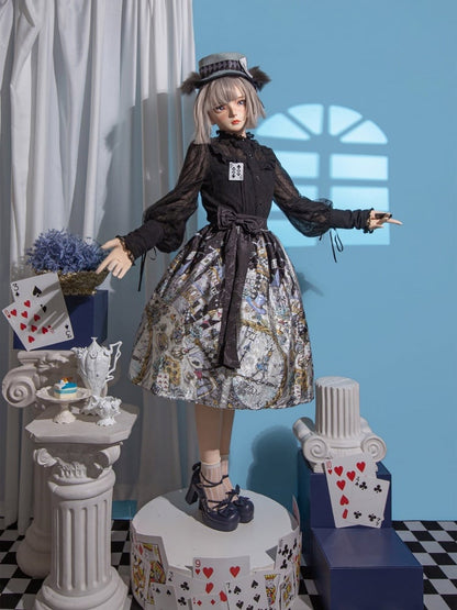 in Skirt Alice Sweet Wonderland Print Black Lolita Theme