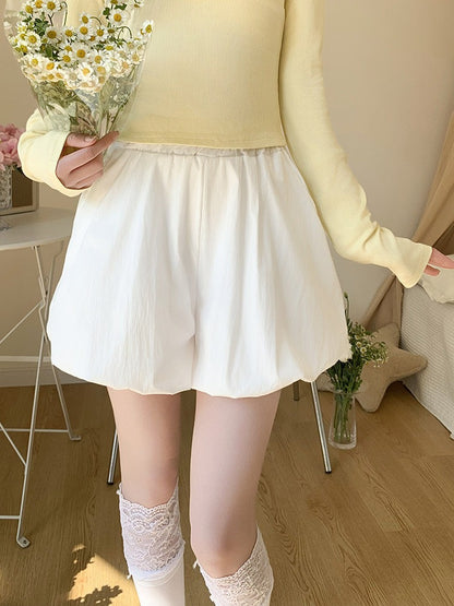 Loose Kawaii Style Bubble Shorts in 3 Colors - Lan Jian Chuan