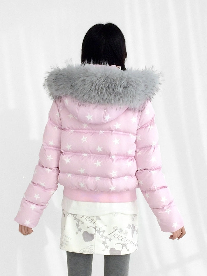 Detachable Jacket Trim Pink Daily Hood - Fur Hooded Winter Kawaii