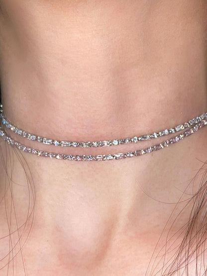 Rhinestone-Adorned 4-Tone Choker