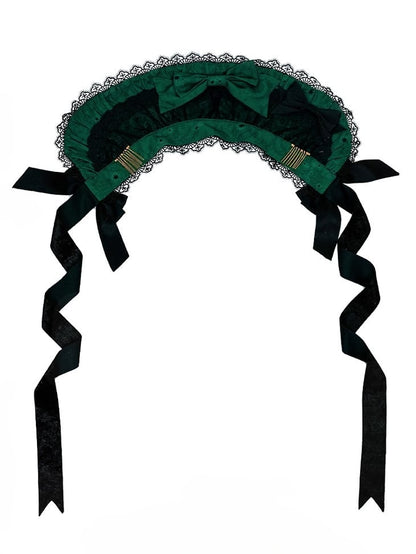 Lolita with Gothic Bows Bonnet Lace Blue/Purple/Green/Red and Trim