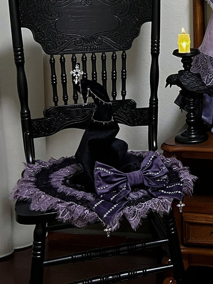 Wicth Lace Lolita Hat Black Purple with