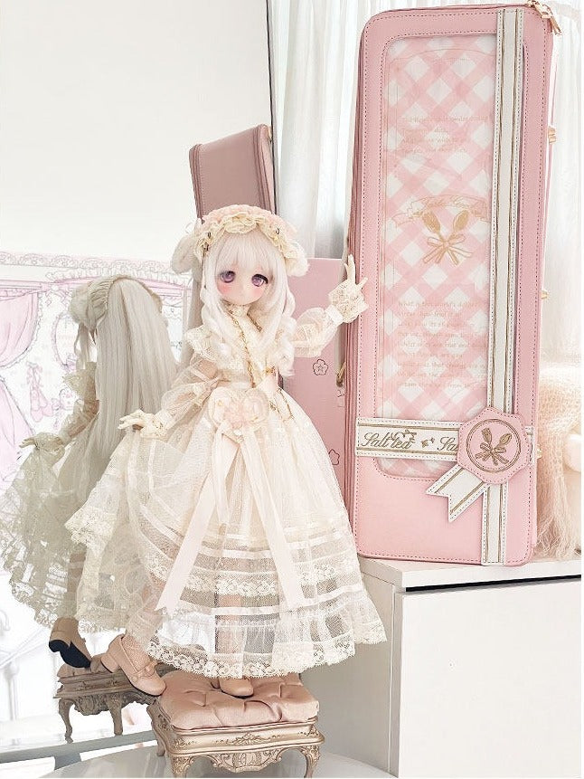 Pink White Sweet Embroidered BJD Bag - Salt Tea