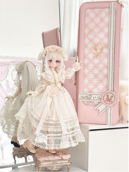 Pink White Sweet Embroidered BJD Bag - Salt Tea