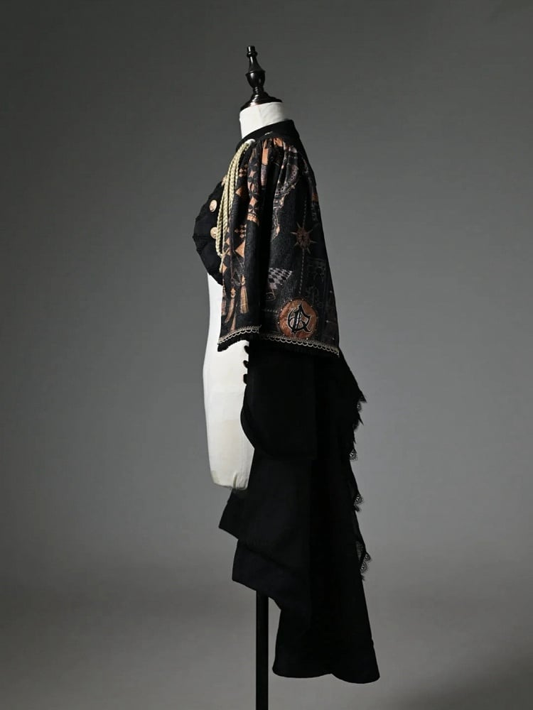 Tailcoat Knight Cape One-shoulder Detachable Black