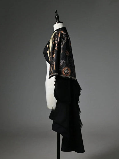 Tailcoat Knight Cape One-shoulder Detachable Black