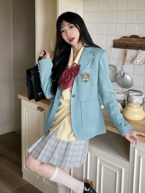 黄色のノッチカラーJK制服シャツ