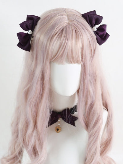 of Lolita Hairclips A Heart Pair Bowknot Purple Gothic