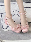 Ankle Mary Pink Straps at Elegant Top Janes Buckle With Detachable Dual Bow